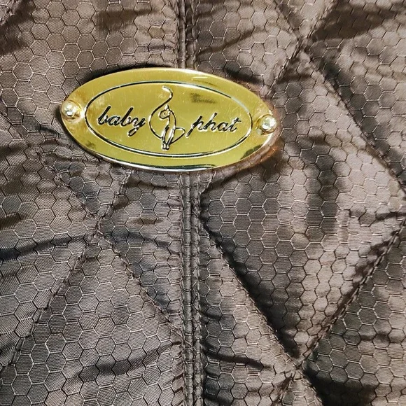 Baby Phat Women's Full Zipper Medium Puffer Brown Winter Jacket - Picture 16 of 16